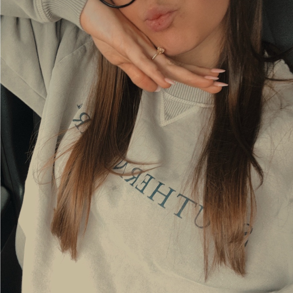 Southern Marsh Tan and Cream Oversized Crew Neck Sweatshirt